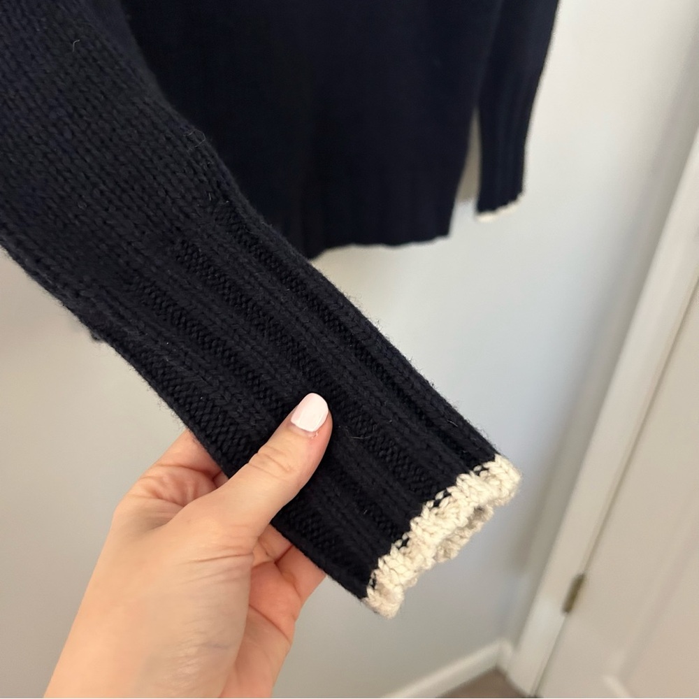 REISS Emma Navy Blue Cream Fair Isle Turtleneck Sweater - Picture 5 of 10